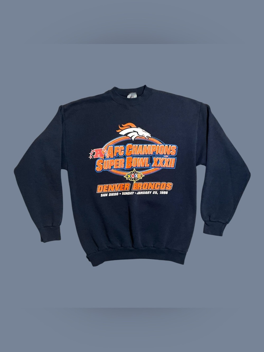 Vintage 1998 LOGO 7 Denver Broncos AFC Super Bowl XXXII Sweatshirt